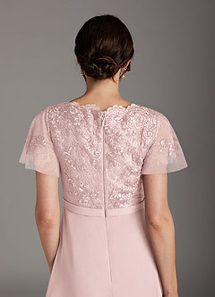 Azazie Singer Final Sale Agave A-Line V-Neck Lace Chiffon Dress image4