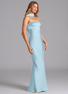 Azazie Lusinda Bridesmaid Dresses Sky Blue Mermaid Strapless Stretch Satin Dress image6