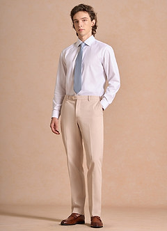 front Aiden CriWhite 100% Cotton Non-Iron Striped Dress Shirt