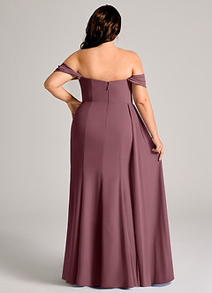 Azazie Amyra Bridesmaid Dresses Sangria Sheath Off the Shoulder Chiffon Convertible Dress image15