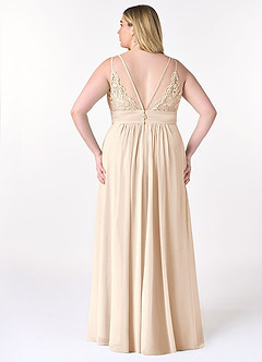 Azazie Maren Allure Bridesmaid Dresses White Alabaster A-Line V-Neck Lace Chiffon Dress image4