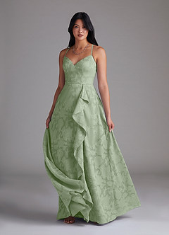 Azazie Naeem Bridesmaid Dresses Dusty Sage A-Line Floral Burnout Dress image4