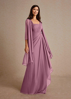 Azazie Clinton Mother of the Bride Dresses Vintage Mauve A-Line Pleated Mesh Dress image2