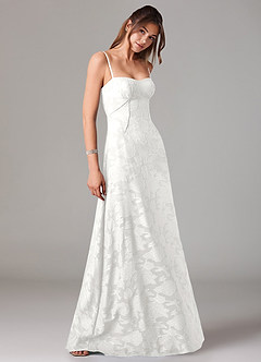 Azazie Valentine Bridesmaid Dresses White A-Line Sweetheart Neckline Floral Burnout Dress image4