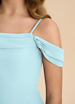 Azazie Anselie Junior Cloud Blue A-Line Off the Shoulder Chiffon Dress image8