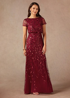 Azazie Lehi vestidos de madre de la novia Vestido de Cabernet de Lentejuelas de Corte En A image3