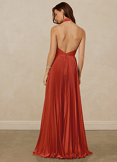 Christian Siriano Bridal for Azazie 1007 Bridesmaid Dresses Rust A-Line Pleated Stretch Satin Dress image6