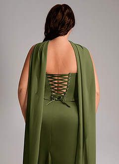 Azazie Sorrel Bridesmaid Dresses Olive Mermaid Strapless Stretch Satin Convertible Dress image11