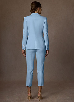 front Kennedy Sky Blue Structured Stretch Pants Suit
