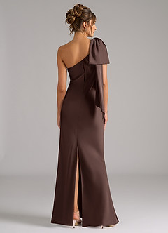 Azazie Capri Bridesmaid Dresses Ganache Mermaid One Shoulder Stretch Satin Dress image2