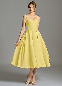 Azazie Amalie Bridesmaid Dresses Canary A-Line Pleated Chiffon Dress image3
