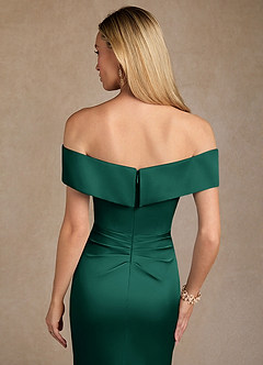 Azazie Laredo Kleider für die Brautmutter Meerjungfrau-Linie Schulterfrei Stretch-Satin Kleid Smaragd image7