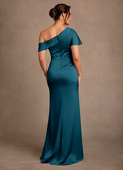 Azazie Rutha Mère de la mariée Robes Robe Fourreau en Satin extensible Une épaule Bleu Encre image2
