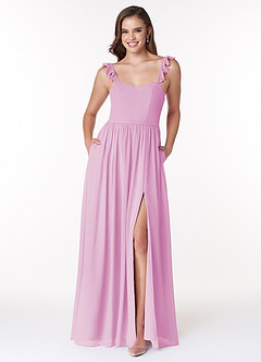Azazie Metz Final Sale Candy Pink A-Line Sweetheart Ruched Chiffon Dress image1