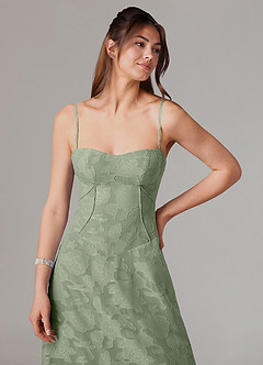 Azazie Valentine Bridesmaid Dresses Agave A-Line Sweetheart Neckline Floral Burnout Dress image6