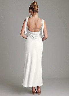 Azazie Luddie Brautjungfernkleider Meerjungfrau-Linie Schleifen Chiffon Kleid Weiß image5