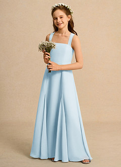 Azazie Tater Girls Formal 플라워 걸 드레스 A라인 주름진 쉬폰 플로어 길이 드레스 image5