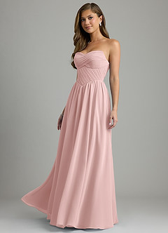 Azazie Tammy Bridesmaid Dresses Powder Pink A-Line Corset Chiffon Dress image4