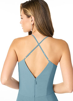 Azazie Carolina Abiti da Damigella Abito Sirena in Chiffon Increspato Blu Lunatico image5