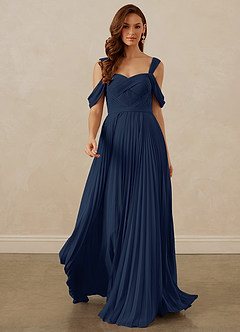 Christian Siriano Bridal for Azazie 1013 Bridesmaid Dresses Dark Navy A-Line Off the Shoulder Chiffon Dress image9