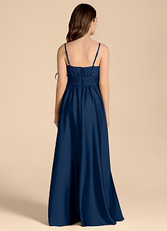 Azazie Catalina Junior Dark Navy A-Line Sweetheart Neckline Stretch Satin Dress image2