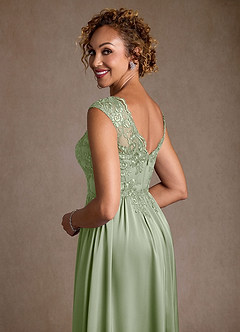 Azazie Amethyst Mother of the Bride Dresses Dusty Sage A-Line Lace Dress image7