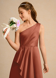 Azazie Taffy Junior Formal Flower Girl Klänningar Klä A-Line i Matt satäng Spets image6