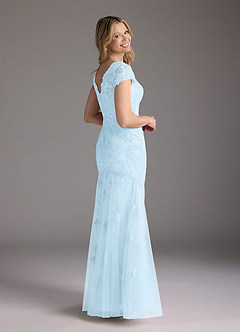 Azazie Marbella Abiti per la Madre della Sposa Abito Sirena in Pizzo con Scollo Queen Anne e Paillettes Azzurro image6