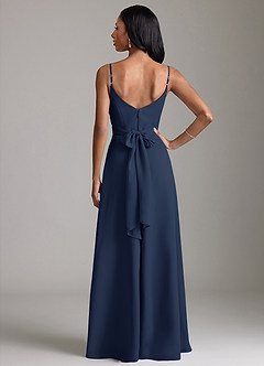 Azazie Kali Bridesmaid Dresses Dark Navy A-Line Pleated Chiffon Dress image4