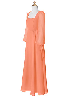 Azazie Leonia Junior A-Linie mit Taschen Chiffon Kleid Sonnenuntergang image9