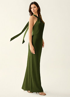 Manllanda Olive Bows Satin Prom Dress image5