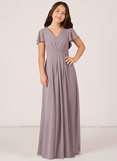Azazie Peony Junior Dusk A-Line Pleated Chiffon Dress image1