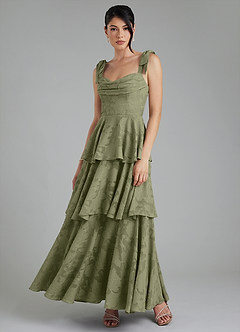 Azazie Jude Bridesmaid Dresses Pistachio A-Line Sweetheart Neckline Floral Burnout Dress image6