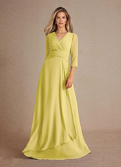 Azazie Mayfield Mère de la mariée Robes Robe Trapèze en Mousseline de soie Plissée Canari image5