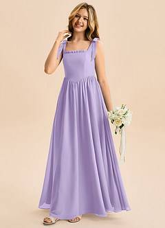 Azazie Delia Junior Robe Trapèze en Mousseline de soie Arc Lilas image4