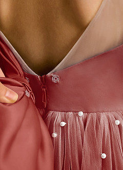 Azazie Trudy Flower Girl Dresses Terracotta Ball-Gown Sweetheart Neckline Tulle Dress image8