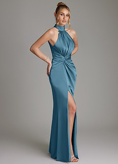 Azazie Gracelynn Bridesmaid Dresses Bermuda Sheath Pleated Stretch Satin Dress image7