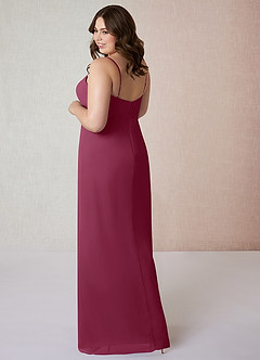 Azazie Tayla Bridesmaid Dresses Mulberry Sheath Square Neckline Chiffon Dress image9