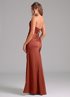 Azazie Lucille Bridesmaid Dresses Terracotta Mermaid Strapless Stretch Satin Convertible Dress image4