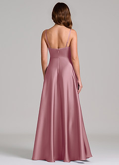 Azazie Amani Bridesmaid Dresses Vintage Mauve A-Line Pleated Stretch Satin Dress image5