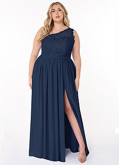Azazie Demi Bridesmaid Dresses A-Line One Shoulder Chiffon Floor-Length Dress image11