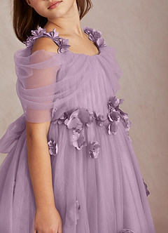 Azazie Shaylee Abiti da Ragazza di Fiori Abito A-Line in Tulle a Spalla Scoperta Glicine image2