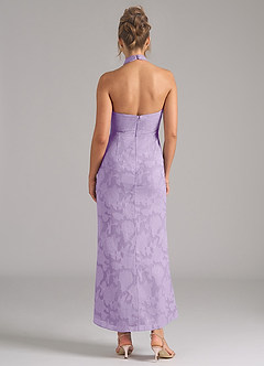 Azazie Marlissa Bridesmaid Dresses Lilac Sheath Pleated Floral Burnout Dress image2