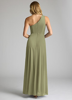 Azazie Brooke Brautjungfernkleider A-Linie One-Shoulder Gittergewebe Kleid Pistazie image5