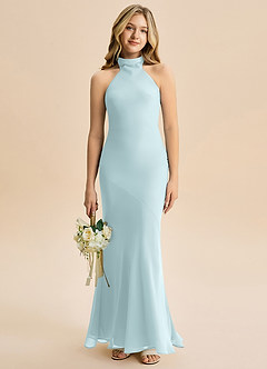 Azazie Velli Junior Vestido Névoa de Chiffon de sereia com Pescoço alto image1