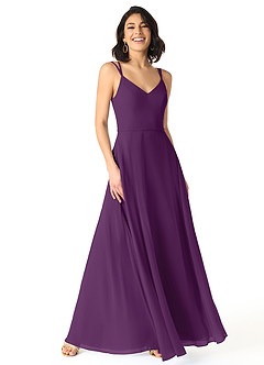 Azazie Janine Bridesmaid Dresses Grape A-Line V-Neck Chiffon Dress image1