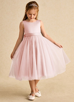 Azazie Winnie Abiti da Ragazza di Fiori Abito Principessa in Tulle Fiocco Rosa Rossore image2