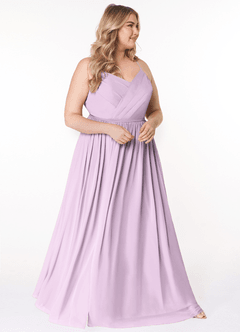 Azazie Cora Bridesmaid Dresses Frosted Lilac A-Line Pleated Chiffon Dress image9