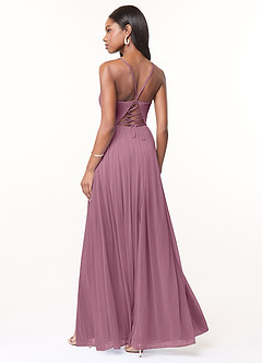 Azazie Marsol Bridesmaid Dresses Vintage Mauve A-Line Corset Mesh Dress image2