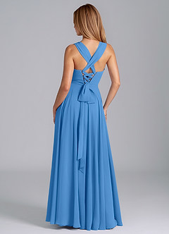 Azazie Darana Jurken voor bruidsmeisjes Jurk van Chiffon met A-Lijn Korset Blauwe Gaai image7